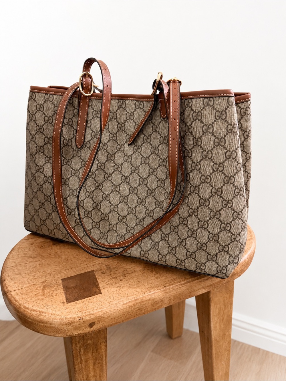 Brown G*cci GG Monogram Canvas Tote